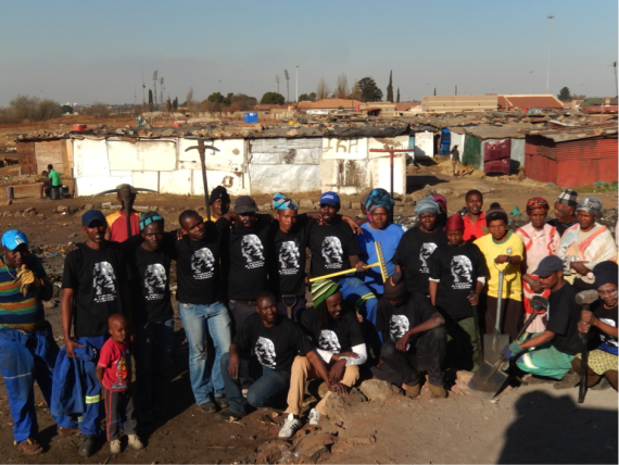 ISN facilitators in Holomisa settlement, Gauteng (2014). Sipho Vanga (third from left)
