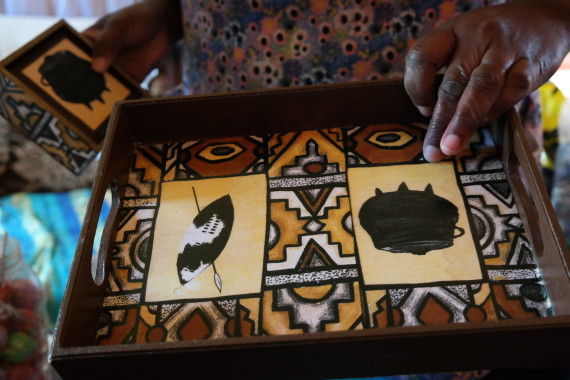 Mama Nobom sells handmade crafts