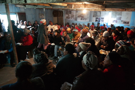 Community gathering in Khayelitsha on informal settlement upgrading.