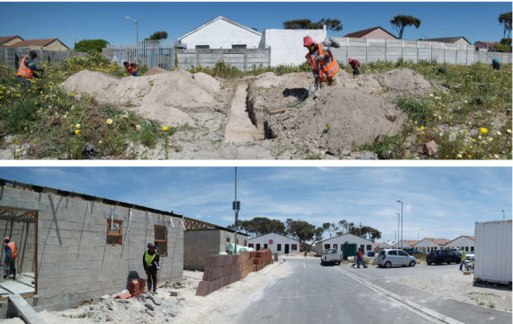 Installation of the groundwork and building process of the Ruo Emoh housing project